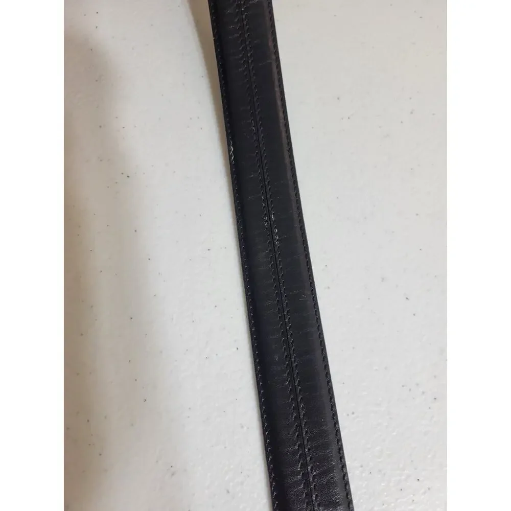 Belt Men's Black Genuine Leather‎ Work Casual Dress Solid Brass Buckle Size 40